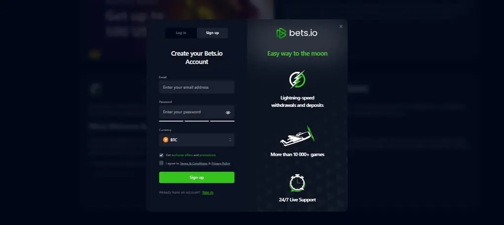 bets.io sign up